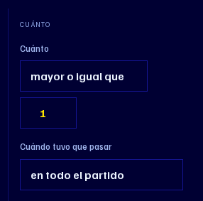 Desplegable de tramo dentro de una condición en vivo