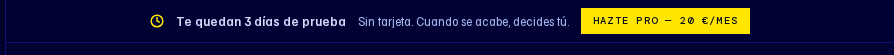 Franja superior que indica los días de prueba restantes