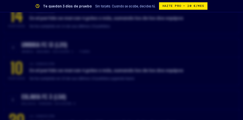 Bloqueo de la prueba sobre la lista de rachas