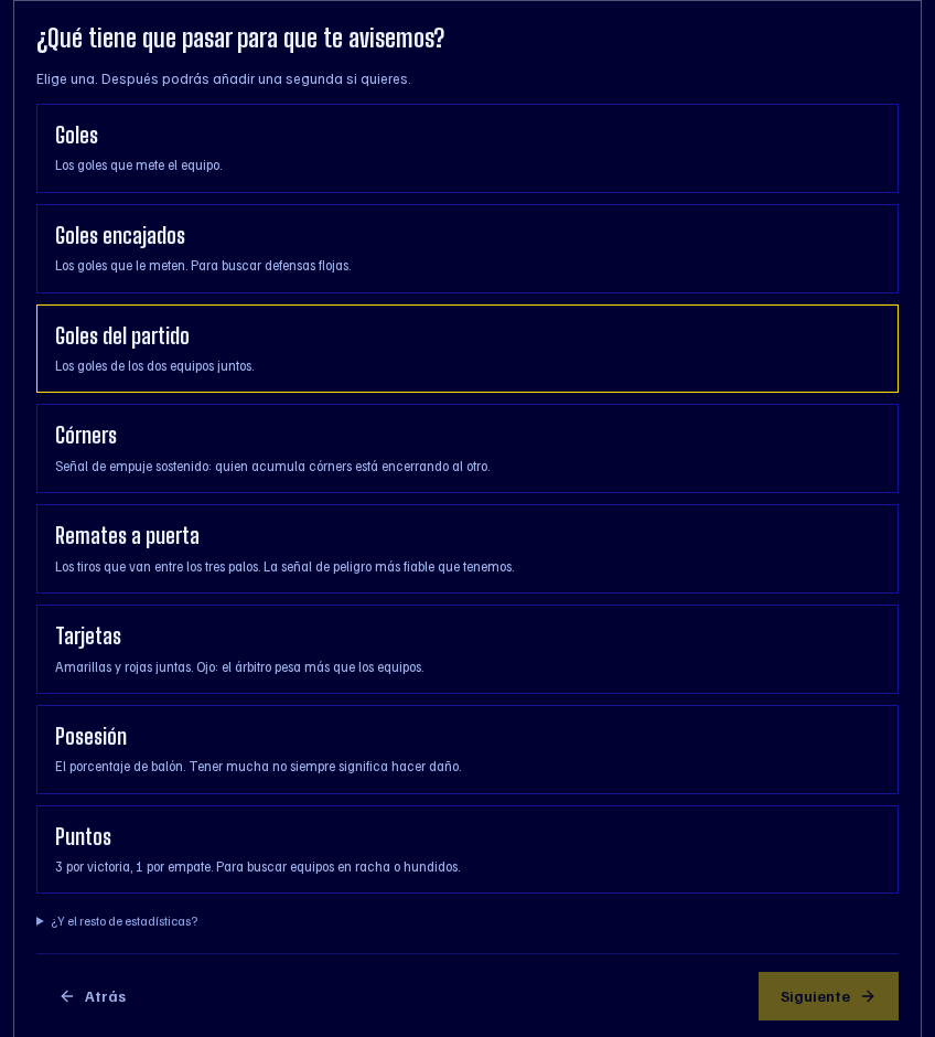 Lista de señales del modo simple con su explicación